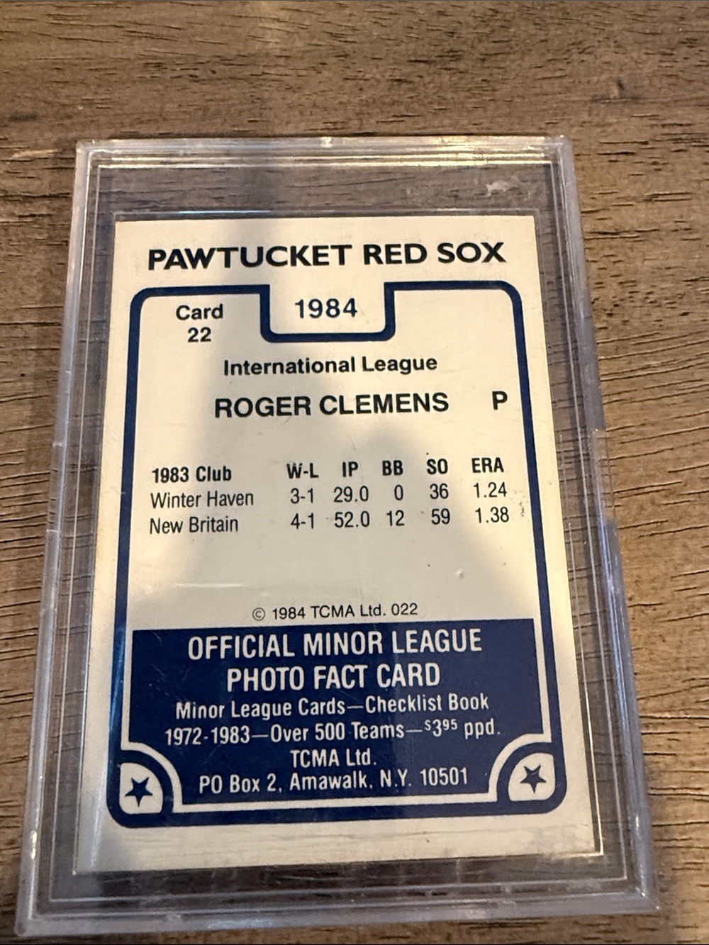 1984 TCMA Pawtucket Red Sox #22 Roger Clemens minor league baseball card - Picture 2 of 2